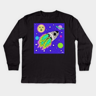 Retro Spaceship Kids Long Sleeve T-Shirt